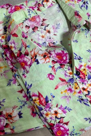 MSB Sea Green ground & pink flower - All over