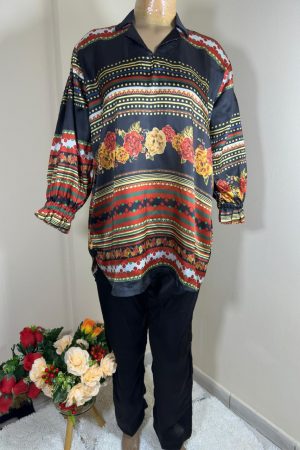 MSB Slik Black color with flower & lines