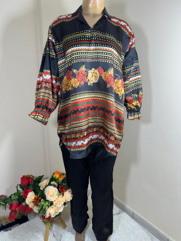 MSB Slik Black color with flower & lines