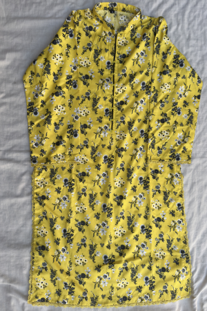 2-Piece Stitched Suit - Yellow & Black Flowers - Shirt & Trousers