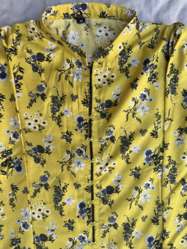 2-Piece Stitched Suit - Yellow & Black Flowers - Shirt & Trousers - Image 2