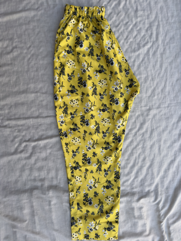 2-Piece Stitched Suit - Yellow & Black Flowers - Shirt & Trousers - Image 4