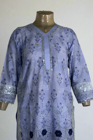 2-Piece Stitched Suit - Light Purple Chicken Kari - Shirt & Trousers, pakistani suits for women, pakistani outfits for women, 3pcs ladies dress, designer pakistani suits for women