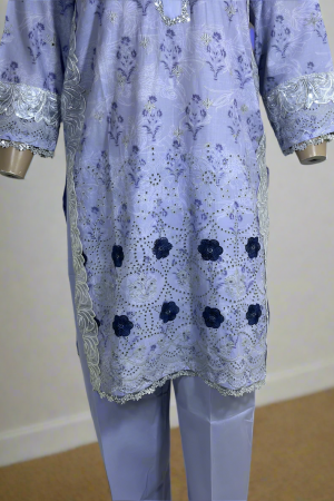 2-Piece Stitched Suit - Light Purple Chicken Kari - Shirt & Trousers, pakistani suits for women, pakistani outfits for women, 3pcs ladies dress, designer pakistani suits for women