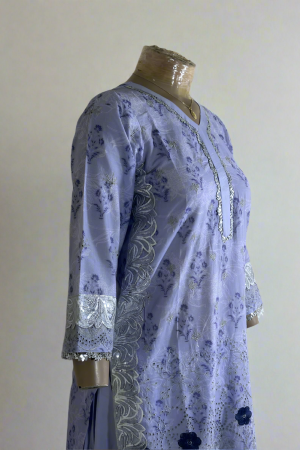 2-Piece Stitched Suit - Light Purple Chicken Kari - Shirt & Trousers, pakistani suits for women, pakistani outfits for women, 3pcs ladies dress, designer pakistani suits for women