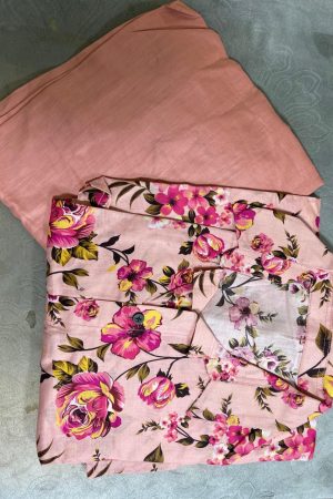 MSB Light Pink ground & dark pink flower with plan trousers