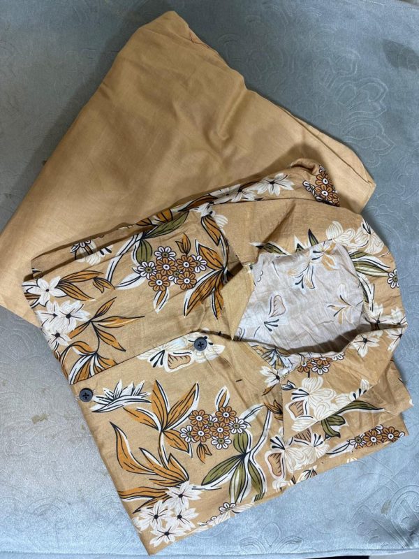 MSB Brown ground & white flower with plan trousers